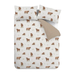 Catherine Lansfield Angus Highland Cow White Duvet Cover Set With Pillowcase Single Bedding Set - thumbnail 5