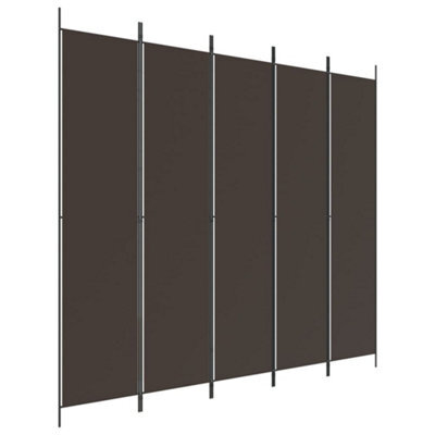 Vidaxl 5-Panel Room Divider Brown 250X220 Cm Fabric Room Dividers - image 1
