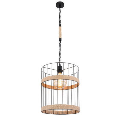 Luminosa Lighting Luminosa Halia 35Cm Wire Frame Pendant Ceiling Light Matt Black 1X E27 - image 1