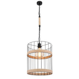 Luminosa Lighting Luminosa Halia 35Cm Wire Frame Pendant Ceiling Light Matt Black 1X E27 - thumbnail 1
