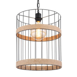 Luminosa Lighting Luminosa Halia 35Cm Wire Frame Pendant Ceiling Light Matt Black 1X E27 - thumbnail 3