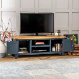 The Furniture Market Westbury Blue Painted Widescreen Tv Unit Up To 60 Tv Size - thumbnail 2