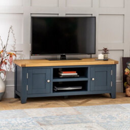 The Furniture Market Westbury Blue Painted Widescreen Tv Unit Up To 60 Tv Size