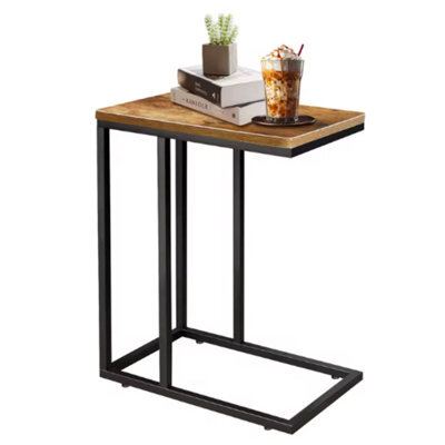 C Shaped Side Table Small Sofa Bedside Laptop Coffee Table Metal Frame - image 1