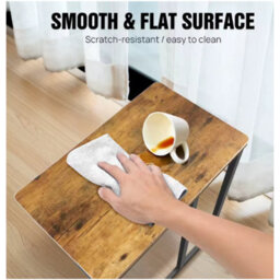 C Shaped Side Table Small Sofa Bedside Laptop Coffee Table Metal Frame - thumbnail 4