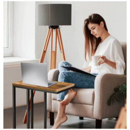 C Shaped Side Table Small Sofa Bedside Laptop Coffee Table Metal Frame - thumbnail 6