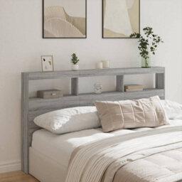 Berkfield Headboard Cabinet With Led Grey Sonoma 180X17X102 Cm - thumbnail 1