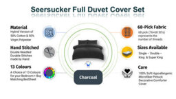 TheWhiteWater Limited Duvet Cover Set Seersucker Single/double/king/super King Bedding Set - Duvet Cover + Matching Pillowcase - Charcoal - thumbnail 5