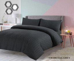 TheWhiteWater Limited Duvet Cover Set Seersucker Single/double/king/super King Bedding Set - Duvet Cover + Matching Pillowcase - Charcoal - thumbnail 2