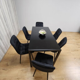 Kosy Koala Black Kitchen Dining Table And 6 Black Tufted Velvet Chairs Set Of 6 Dining Room Furniture - thumbnail 6