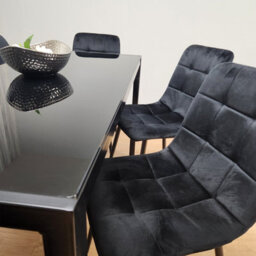 Kosy Koala Black Kitchen Dining Table And 6 Black Tufted Velvet Chairs Set Of 6 Dining Room Furniture - thumbnail 4