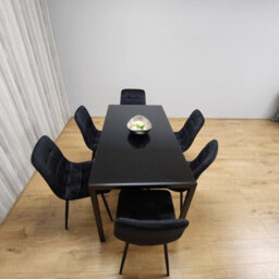 Kosy Koala Black Kitchen Dining Table And 6 Black Tufted Velvet Chairs Set Of 6 Dining Room Furniture - thumbnail 9
