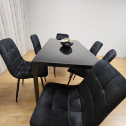 Kosy Koala Black Kitchen Dining Table And 6 Black Tufted Velvet Chairs Set Of 6 Dining Room Furniture - thumbnail 7