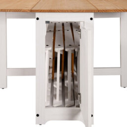Mews Corona White Butterfly Dining Set Santos 4 Seat Folding Drop Leaf Table Solid Mexican Pine - thumbnail 5