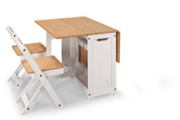 Mews Corona White Butterfly Dining Set Santos 4 Seat Folding Drop Leaf Table Solid Mexican Pine - thumbnail 3