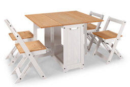 Mews Corona White Butterfly Dining Set Santos 4 Seat Folding Drop Leaf Table Solid Mexican Pine - thumbnail 2