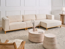 Beliani Corner Sofa 5 Seater Veng Corduroy Light Beige Left Hand - thumbnail 2