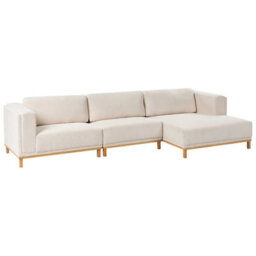 Beliani Corner Sofa 5 Seater Veng Corduroy Light Beige Left Hand - thumbnail 5