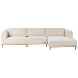 Beliani Corner Sofa 5 Seater Veng Corduroy Light Beige Left Hand - thumbnail 4