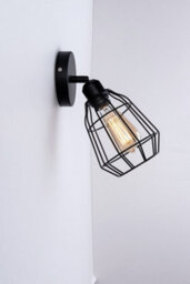 Harper Living Caged Wall Light, E27/es Cap, On And Off Switch Black Vintage Finish, Led Compatible - thumbnail 3