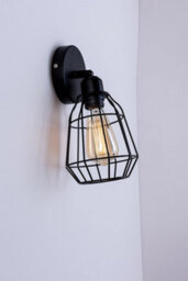Harper Living Caged Wall Light, E27/es Cap, On And Off Switch Black Vintage Finish, Led Compatible - thumbnail 2