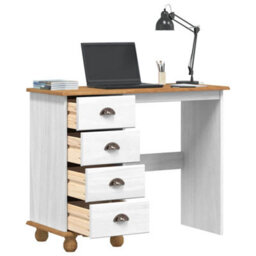 Walplus Desk With Drawer Askim White 95 X 40 X 75 Cm Solid Pine Wood - thumbnail 3
