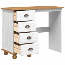 Walplus Desk With Drawer Askim White 95 X 40 X 75 Cm Solid Pine Wood - thumbnail 2