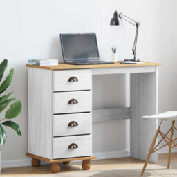 Walplus Desk With Drawer Askim White 95 X 40 X 75 Cm Solid Pine Wood - thumbnail 1