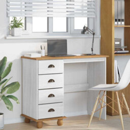 Walplus Desk With Drawer Askim White 95 X 40 X 75 Cm Solid Pine Wood - thumbnail 4