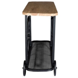 Wyld Haus Shanghai Industrial Oak Console Table With Black Metal Wheels - thumbnail 5