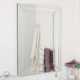 Mirroroutlet Langley All Glass Modern Bevelled Mirror 90 X 60 Cm - thumbnail 4