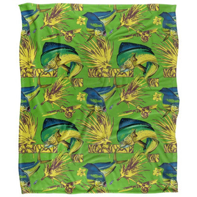Jq Licensing Dorado Fishing Tiki 2 Silky Soft Touch Blanket Green (One Size) - image 1