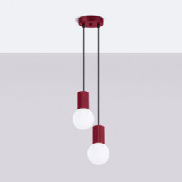 Sollux Lighting Halo Aluminum/glass Burgundy 2 Lights Modern Pendant Lamps - thumbnail 2