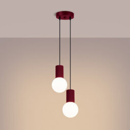 Sollux Lighting Halo Aluminum/glass Burgundy 2 Lights Modern Pendant Lamps - thumbnail 3