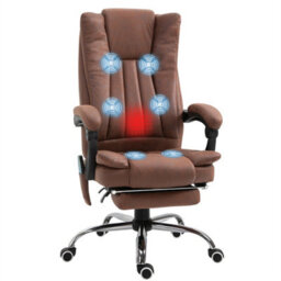 Brown Vibrating Massage Office Chair W/ Microfibre Upholstery Arms - thumbnail 5