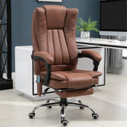 Brown Vibrating Massage Office Chair W/ Microfibre Upholstery Arms - thumbnail 1