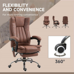 Brown Vibrating Massage Office Chair W/ Microfibre Upholstery Arms - thumbnail 4