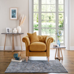 Sofas Express Tulip Ochre Yellow Velvet Armchair - thumbnail 3