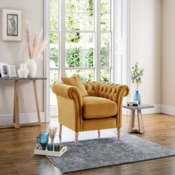 Sofas Express Tulip Ochre Yellow Velvet Armchair - thumbnail 2