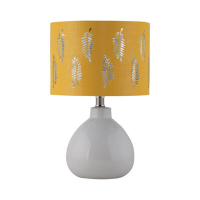 First Choice Lighting Tuscan White Ceramic Lamp With Ochre Fern Shade - image 1