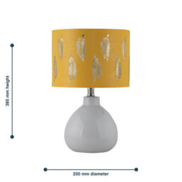 First Choice Lighting Tuscan White Ceramic Lamp With Ochre Fern Shade - thumbnail 7