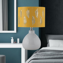 First Choice Lighting Tuscan White Ceramic Lamp With Ochre Fern Shade - thumbnail 6
