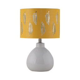 First Choice Lighting Tuscan White Ceramic Lamp With Ochre Fern Shade - thumbnail 1
