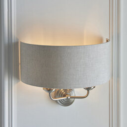 Luminosa Lighting Luminosa Highclere Shade Wall Lamp Brushed Chrome Plate, Natural Linen - thumbnail 4