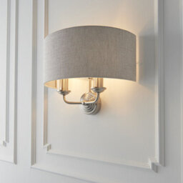 Luminosa Lighting Luminosa Highclere Shade Wall Lamp Brushed Chrome Plate, Natural Linen - thumbnail 3