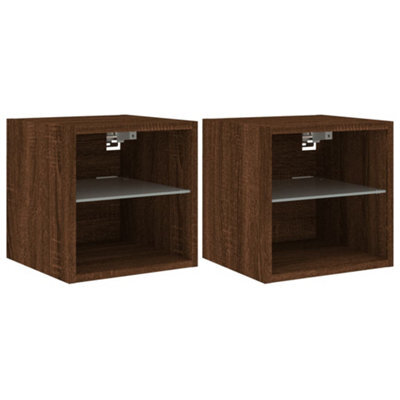 Berkfield Durable Tv Wall Cabinets With Led Lights 2 Pcs Brown Oak 30X28.5X30 Cm - image 1