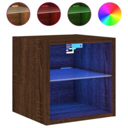 Berkfield Durable Tv Wall Cabinets With Led Lights 2 Pcs Brown Oak 30X28.5X30 Cm - thumbnail 7