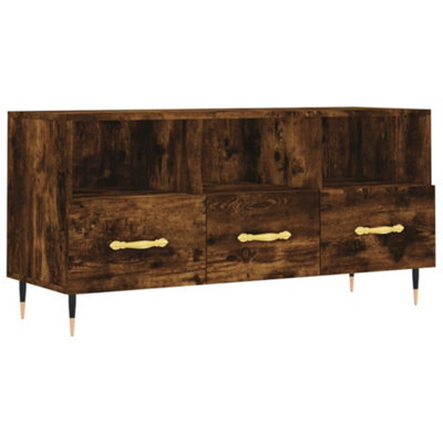 Berkfield Sturdy Tv Cabinet Smoked Oak 102X36X50 Cm Engineered Wood - image 1