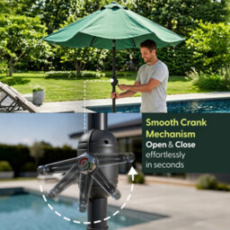 Keplin 2.3M Tilting Parasol Umbrella With Crank & Tilt, Steel Frame Sun Shade With Cover, 180G Uv-Resistant Polyester, Green - thumbnail 4