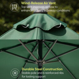 Keplin 2.3M Tilting Parasol Umbrella With Crank & Tilt, Steel Frame Sun Shade With Cover, 180G Uv-Resistant Polyester, Green - thumbnail 5